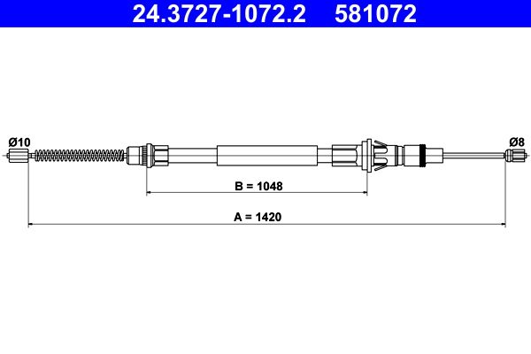 ATE Cable Pull, parking brake 24.3727-1072.2