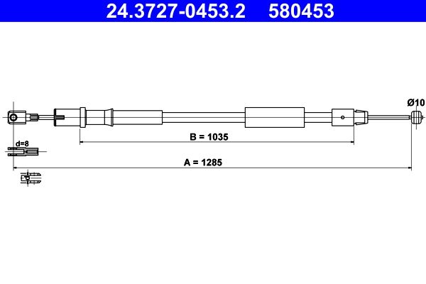 ATE Cable Pull, parking brake 24.3727-0453.2