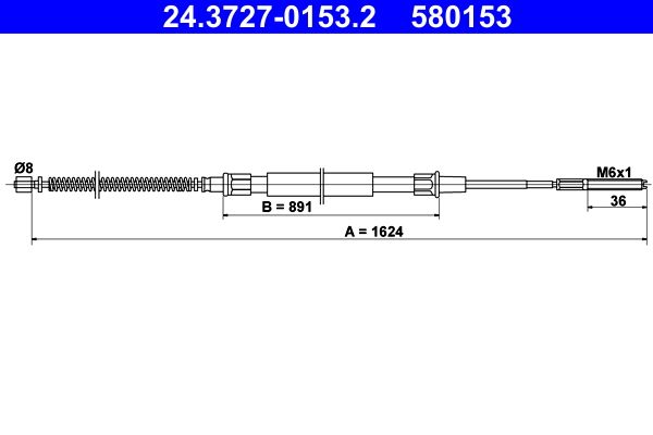 ATE Cable Pull, parking brake 24.3727-0153.2