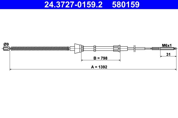 ATE Cable Pull, parking brake 24.3727-0159.2