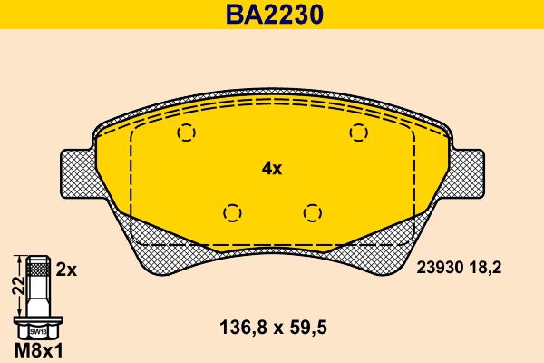 BARUM Brake Pad Set, disc brake BA2230