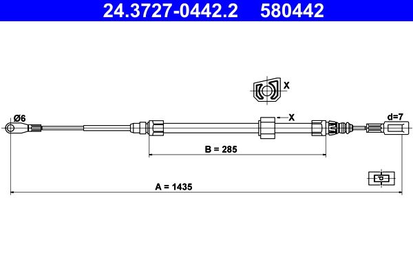 ATE Cable Pull, parking brake 24.3727-0442.2