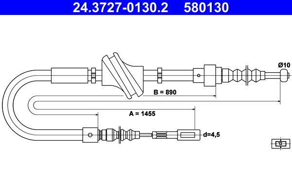 ATE Cable Pull, parking brake 24.3727-0130.2