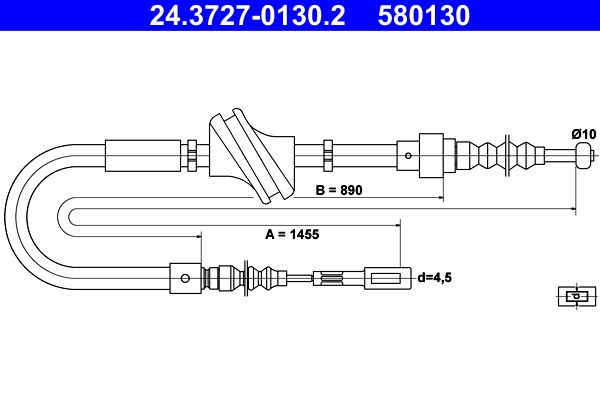 ATE Cable Pull, parking brake 24.3727-0130.2