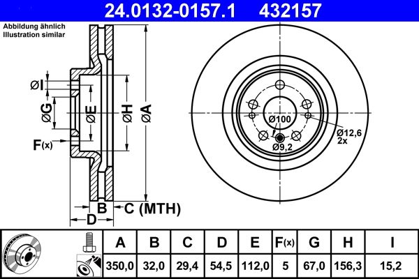ATE Brake Disc 24.0132-0157.1
