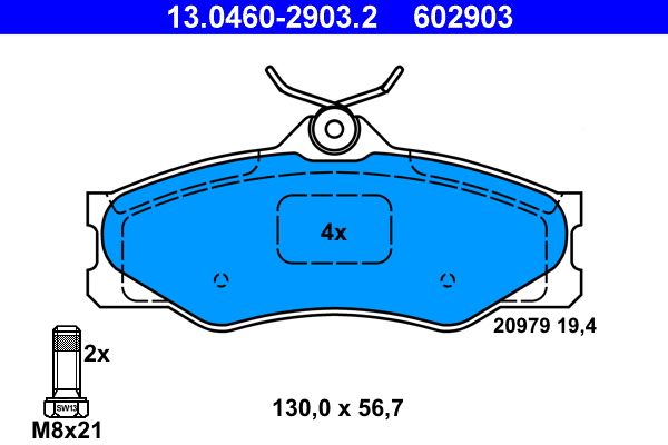 ATE Brake Pad Set, disc brake 13.0460-2903.2