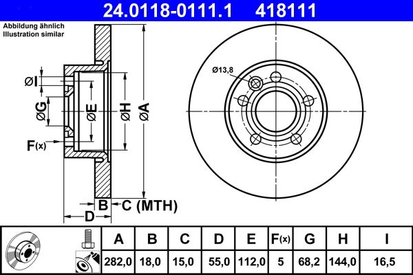 ATE Brake Disc 24.0118-0111.1