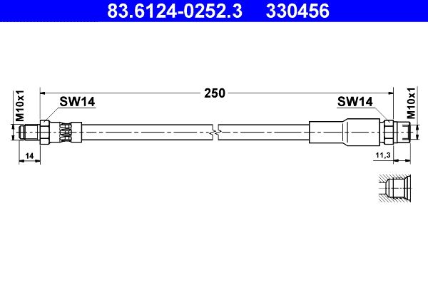 ATE Brake Hose 83.6124-0252.3