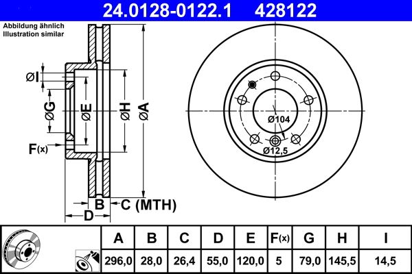 ATE Brake Disc 24.0128-0122.1