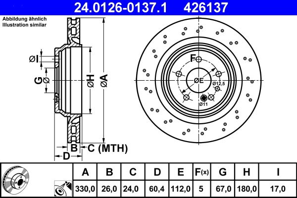 ATE Brake Disc 24.0126-0137.1