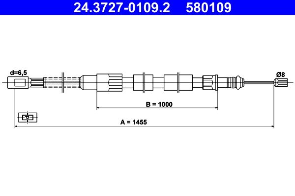 ATE Cable Pull, parking brake 24.3727-0109.2