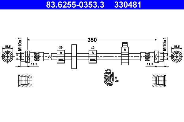 ATE Brake Hose 83.6255-0353.3