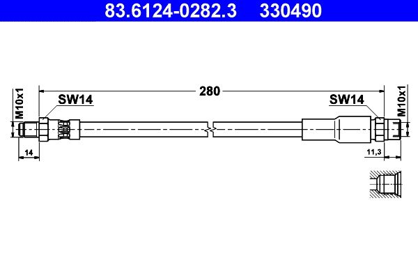 ATE Brake Hose 83.6124-0282.3