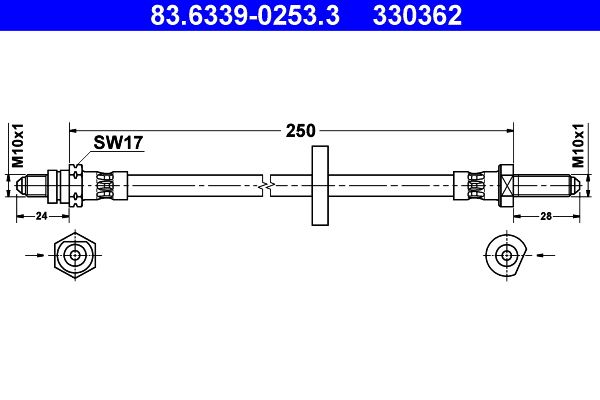 ATE Brake Hose 83.6339-0253.3