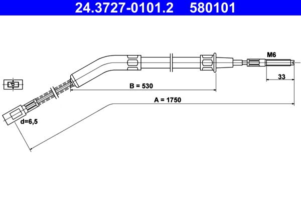 ATE Cable Pull, parking brake 24.3727-0101.2