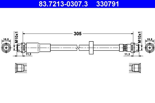 ATE Brake Hose 83.7213-0307.3