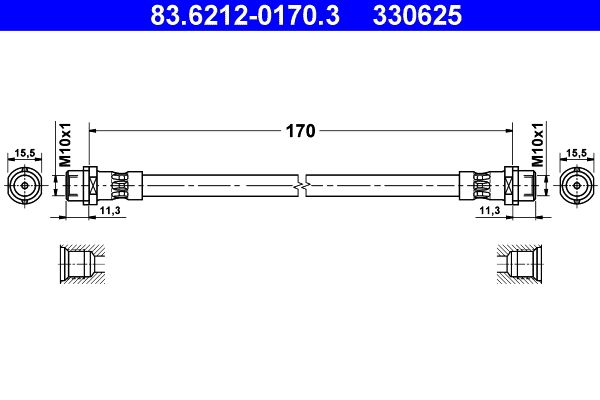 ATE Brake Hose 83.6212-0170.3