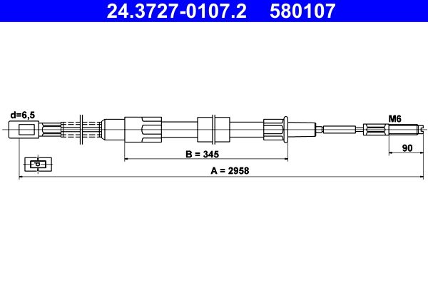 ATE Cable Pull, parking brake 24.3727-0107.2