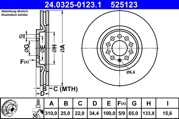 ATE Brake Disc 24.0325-0123.1