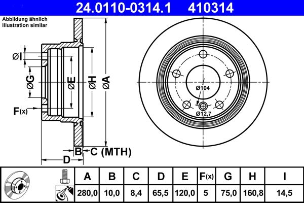 ATE Brake Disc 24.0110-0314.1