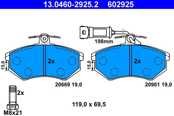 ATE Brake Pad Set, disc brake 13.0460-2925.2