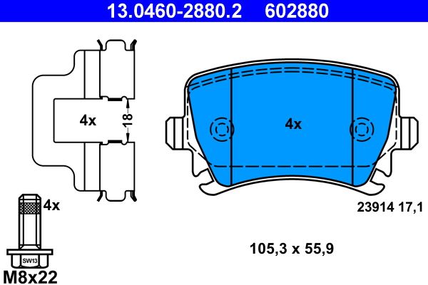 ATE Brake Pad Set, disc brake 13.0460-2880.2