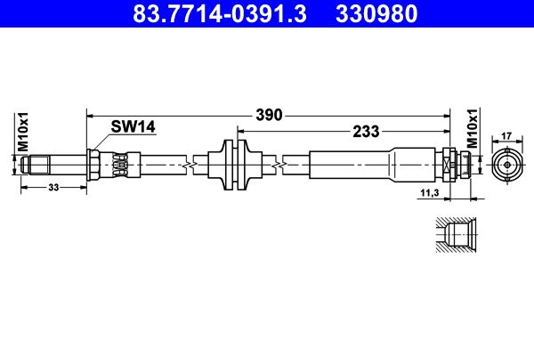 ATE Brake Hose 83.7714-0391.3