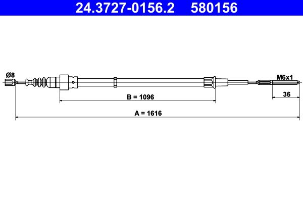 ATE Cable Pull, parking brake 24.3727-0156.2
