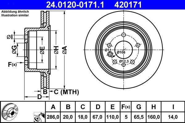 ATE Brake Disc 24.0120-0171.1