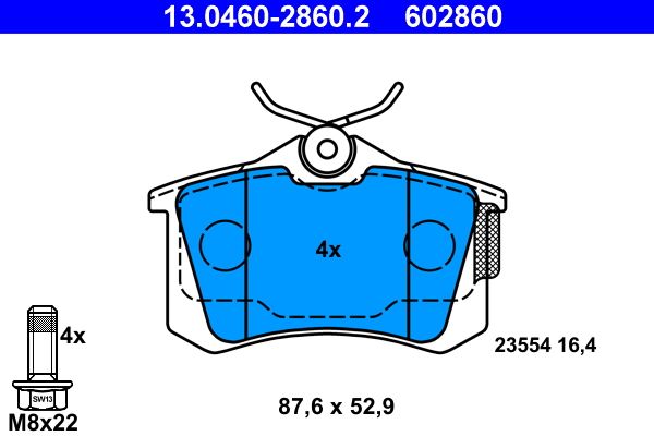 ATE Brake Pad Set, disc brake 13.0460-2860.2