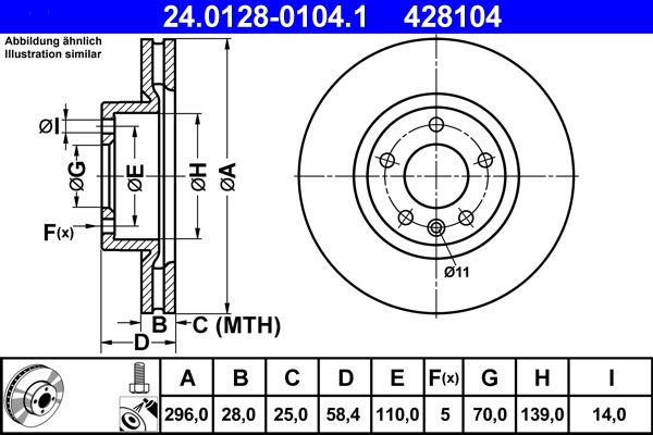 ATE Brake Disc 24.0128-0104.1