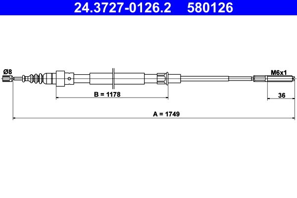ATE Cable Pull, parking brake 24.3727-0126.2