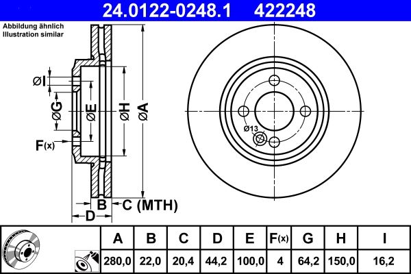 ATE Brake Disc 24.0122-0248.1