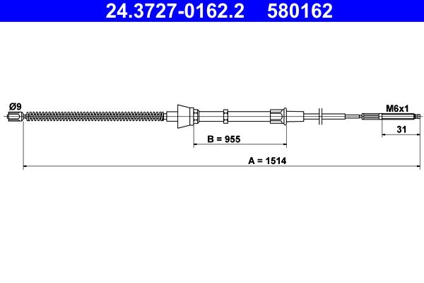 ATE Cable Pull, parking brake 24.3727-0162.2