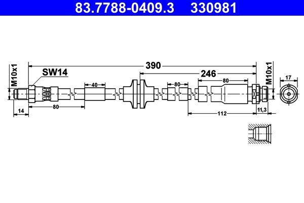 ATE Brake Hose 83.7788-0409.3