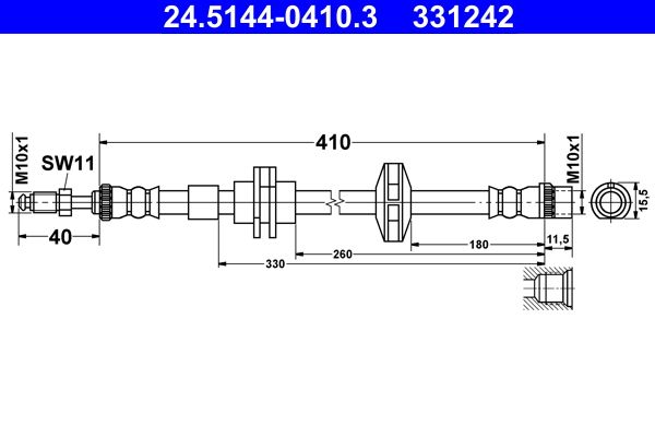 ATE Brake Hose 24.5144-0410.3
