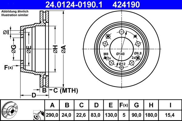 ATE Brake Disc 24.0124-0190.1