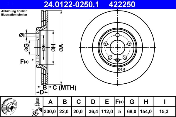 ATE Brake Disc 24.0122-0250.1