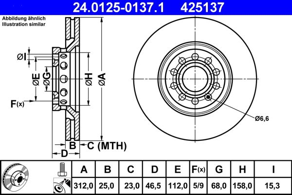 ATE Brake Disc 24.0125-0137.1