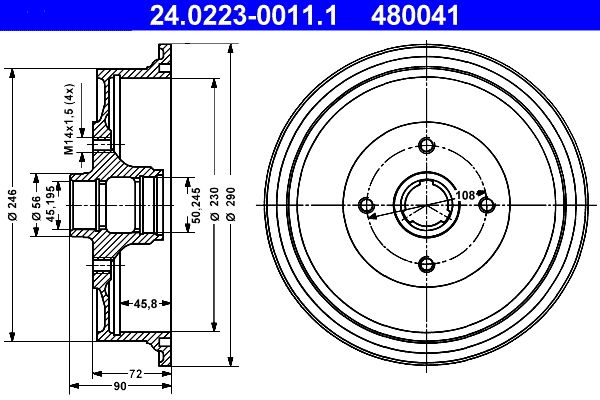 ATE Brake Drum 24.0223-0011.1