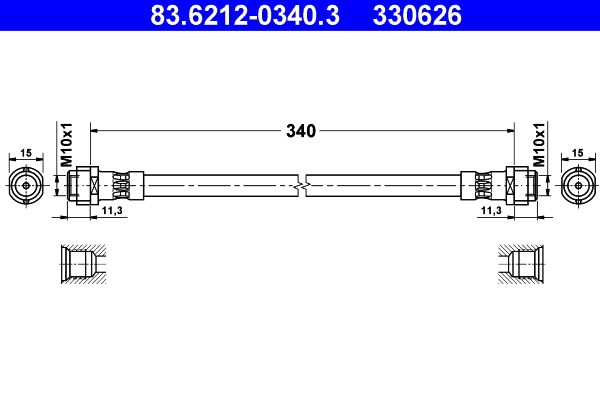 ATE Brake Hose 83.6212-0340.3