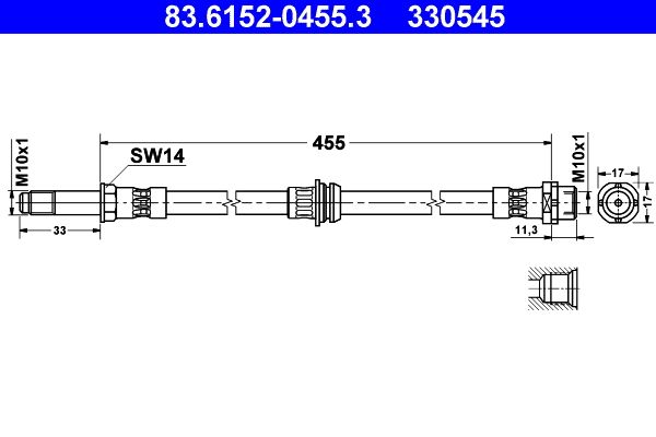 ATE Brake Hose 83.6152-0455.3