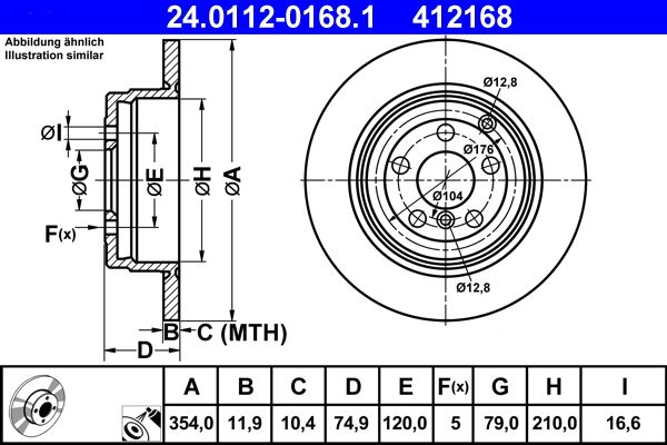 ATE Brake Disc 24.0112-0168.1