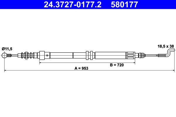 ATE Cable Pull, parking brake 24.3727-0177.2