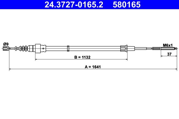 ATE Cable Pull, parking brake 24.3727-0165.2