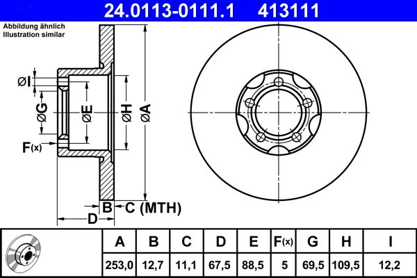 ATE Brake Disc 24.0113-0111.1