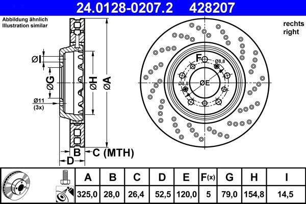 ATE Brake Disc 24.0128-0207.2