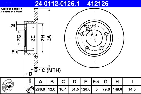ATE Brake Disc 24.0112-0126.1