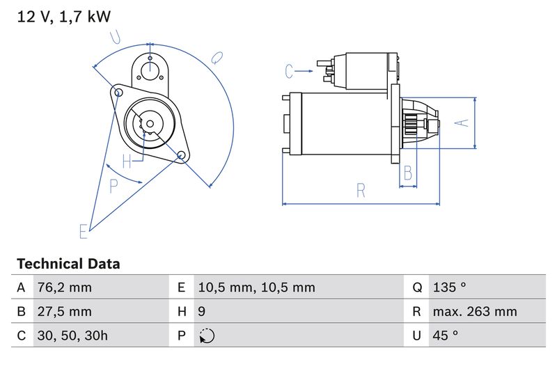 BOSCH Starter 0 986 014 890