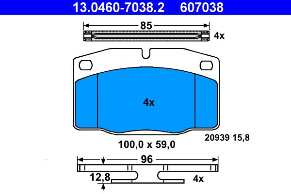 ATE Brake Pad Set, disc brake 13.0460-7038.2